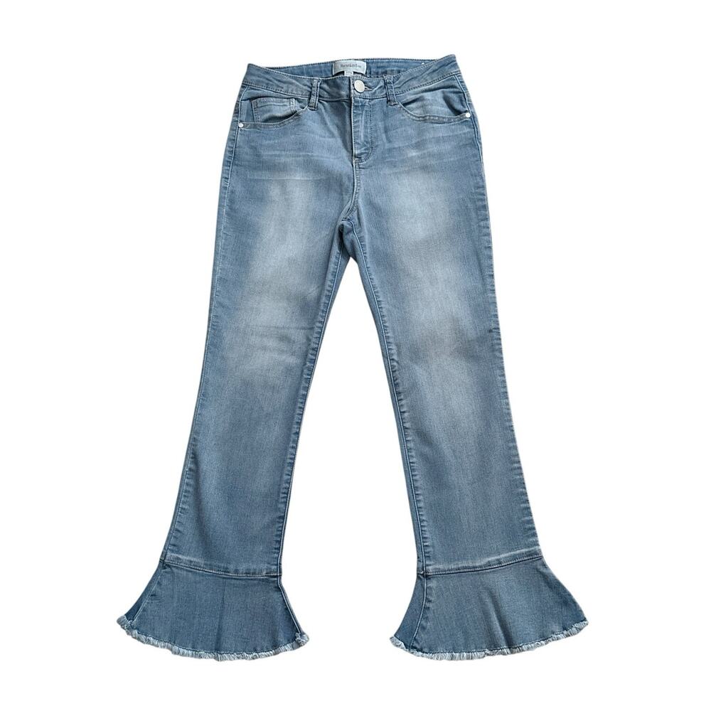 Rewind Flare Jeans Womens Size 5 Blue Cropped Stretch Denim Mid Rise 25" Inseam